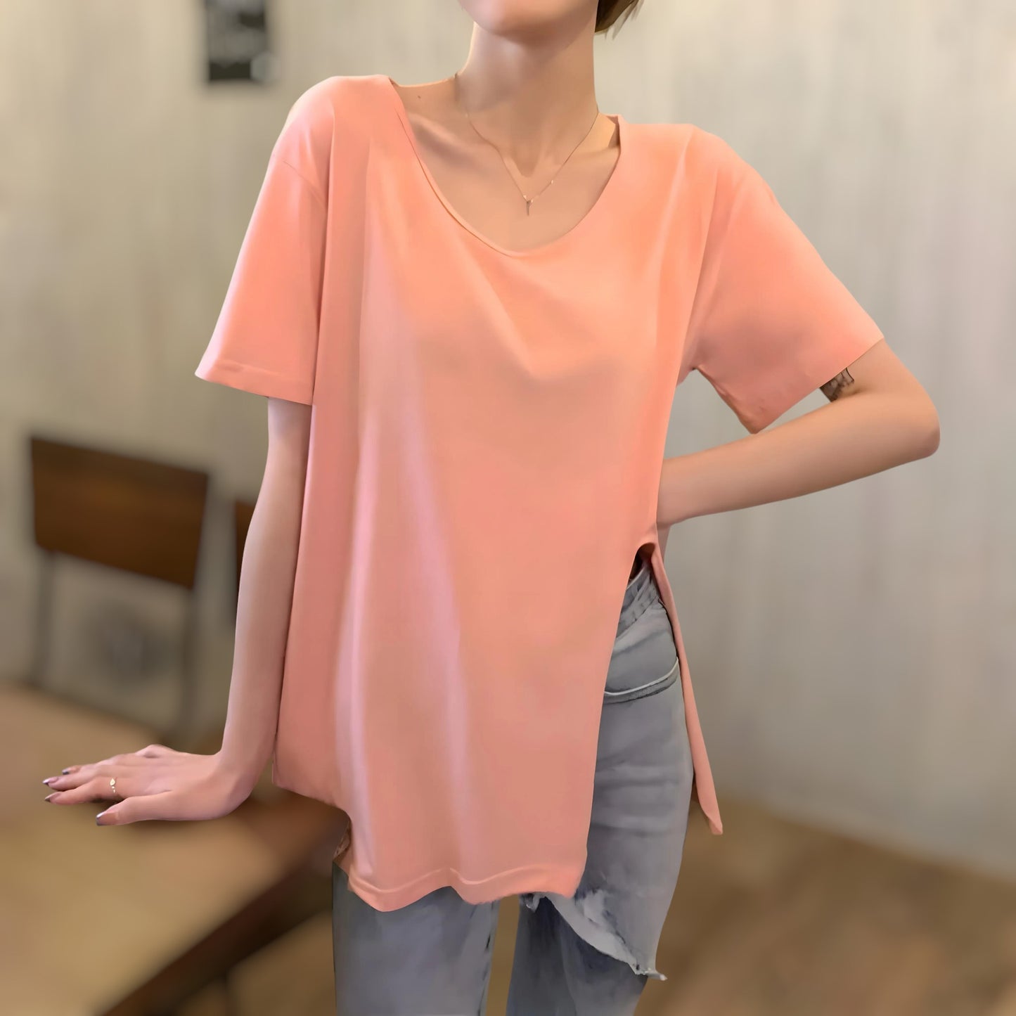 Elva Asym Side-Slit T-Shirt