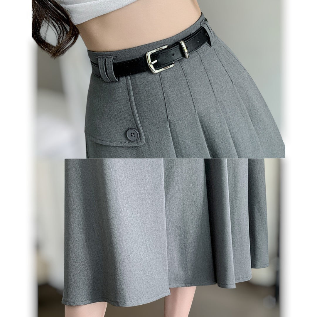 Vera Soft Pleat Belted Skirt