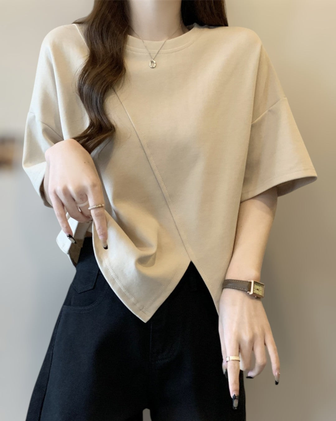 Luna Drape Cotton Panel T-Shirt