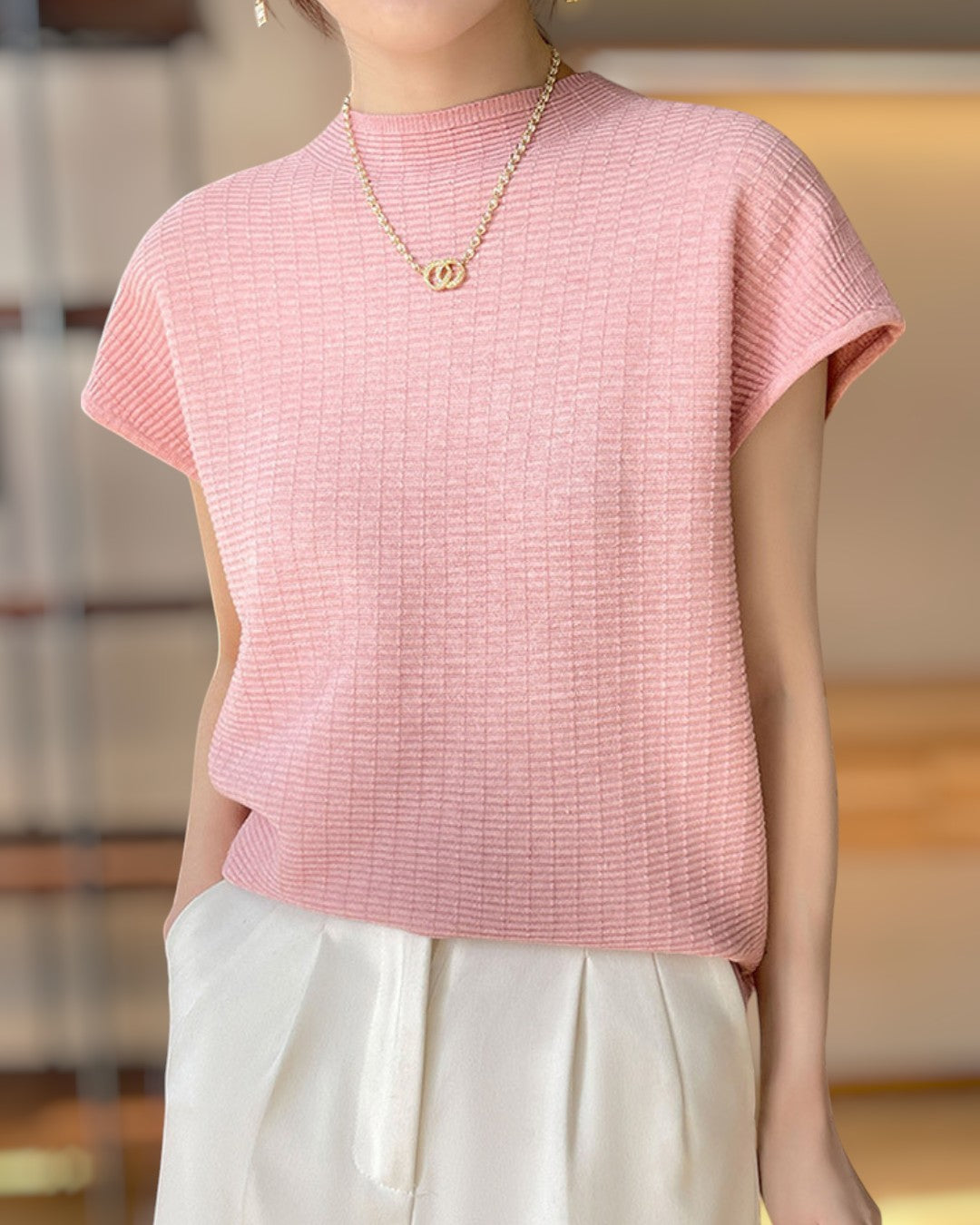 Lena Calm Ribbed Knit Tee