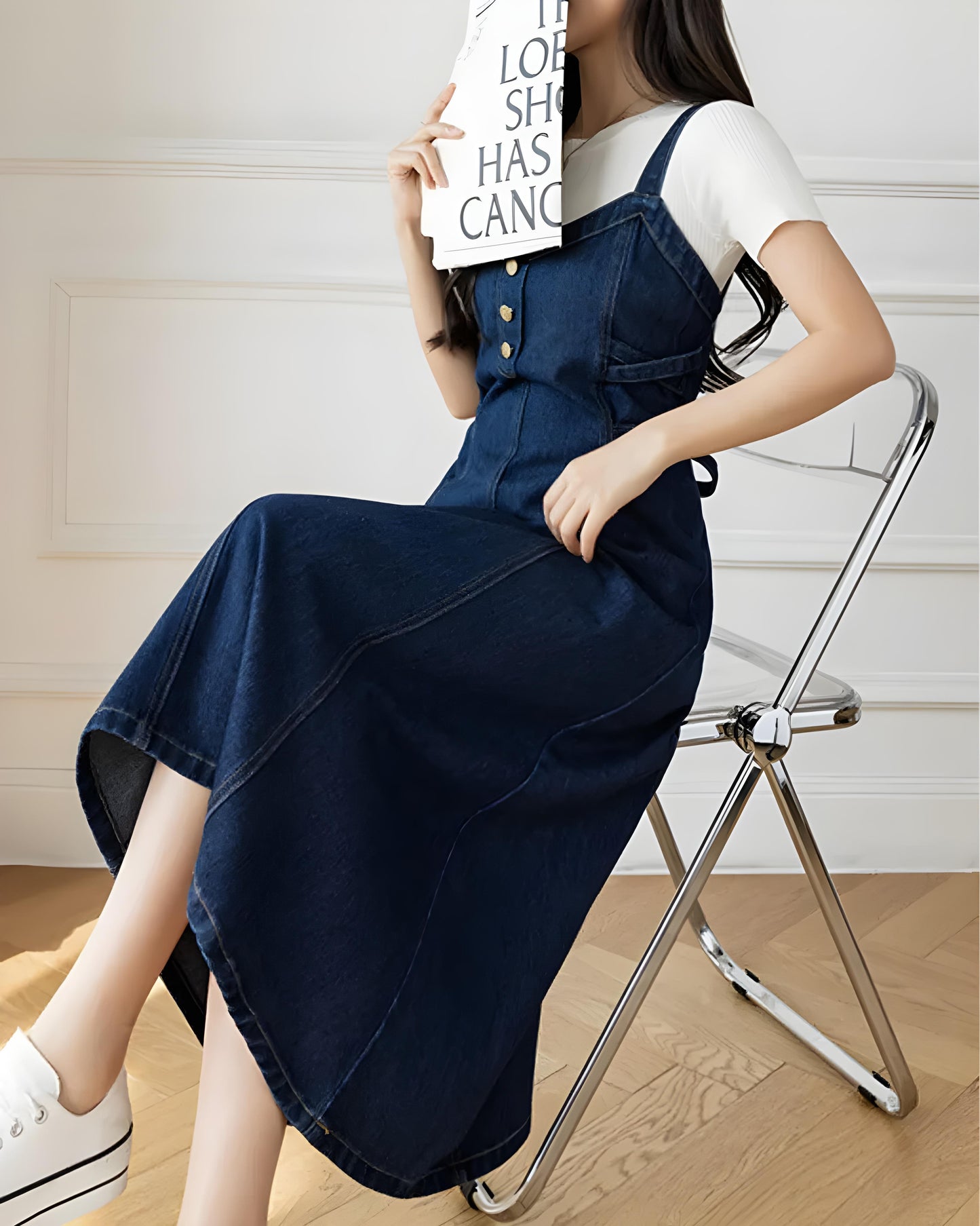 Cleo Soft Button Denim Dress