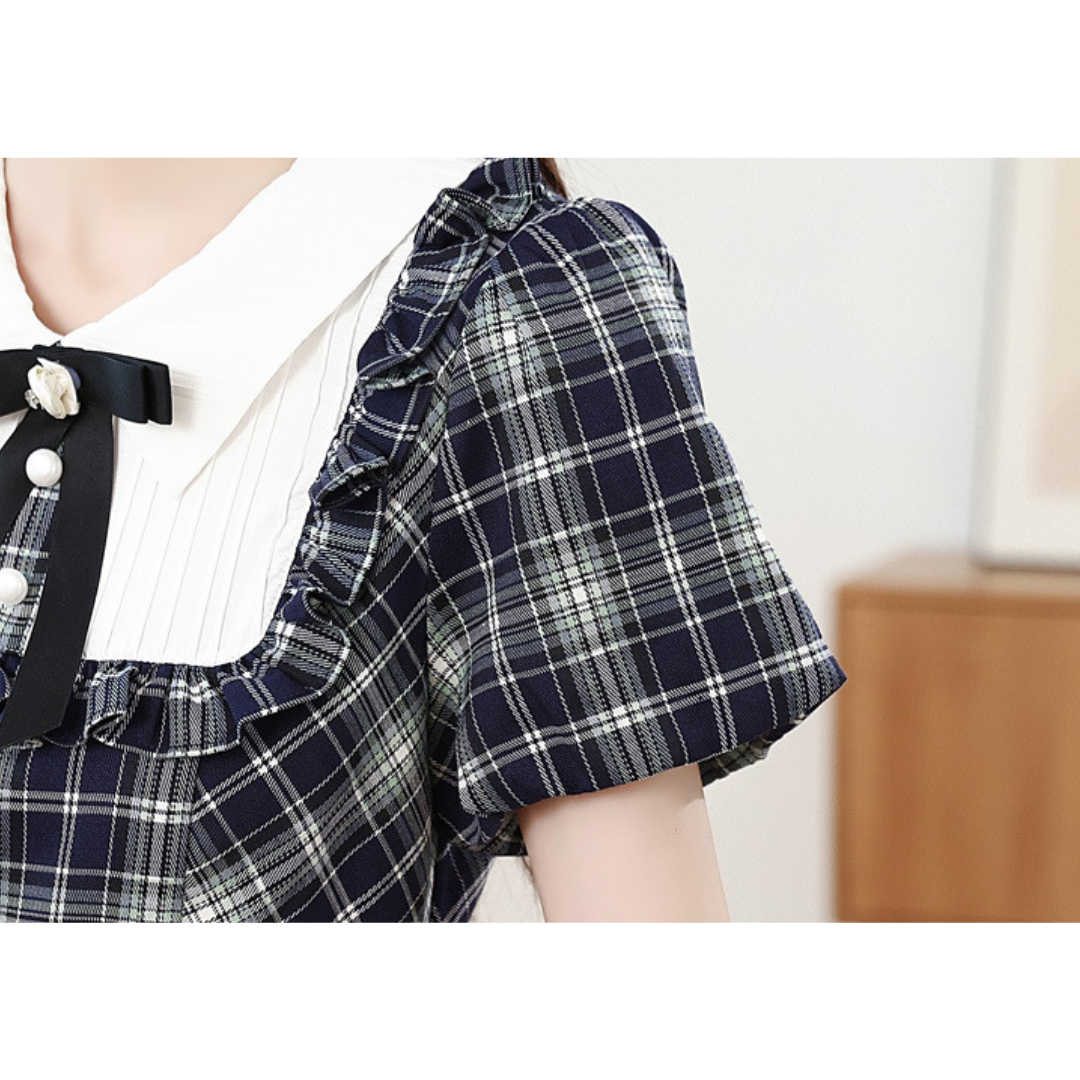 Livia Soft Check Pleat Dress