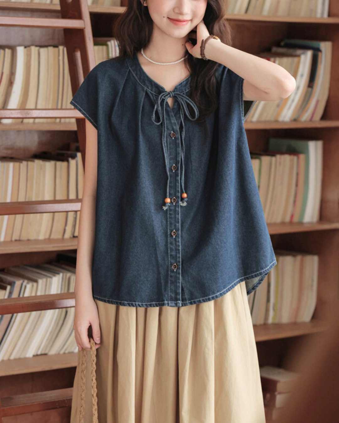 Meryl Soft Tie Denim Shirt