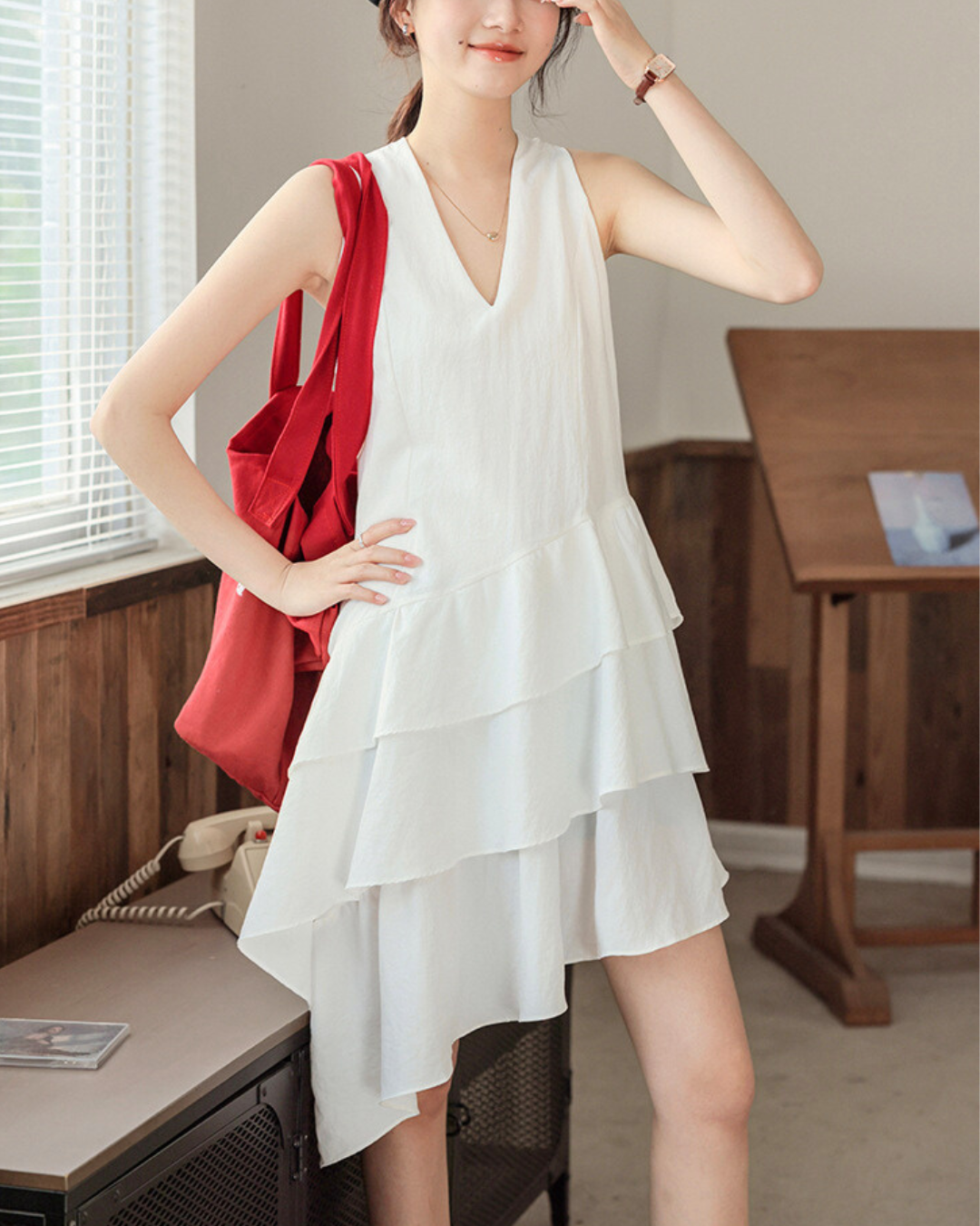 Lumi Drift Tiered Cotton Dress