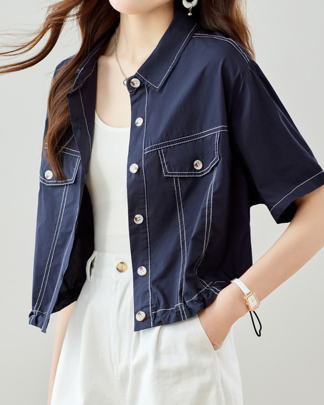 Vera Clean Utility Crop Shirt