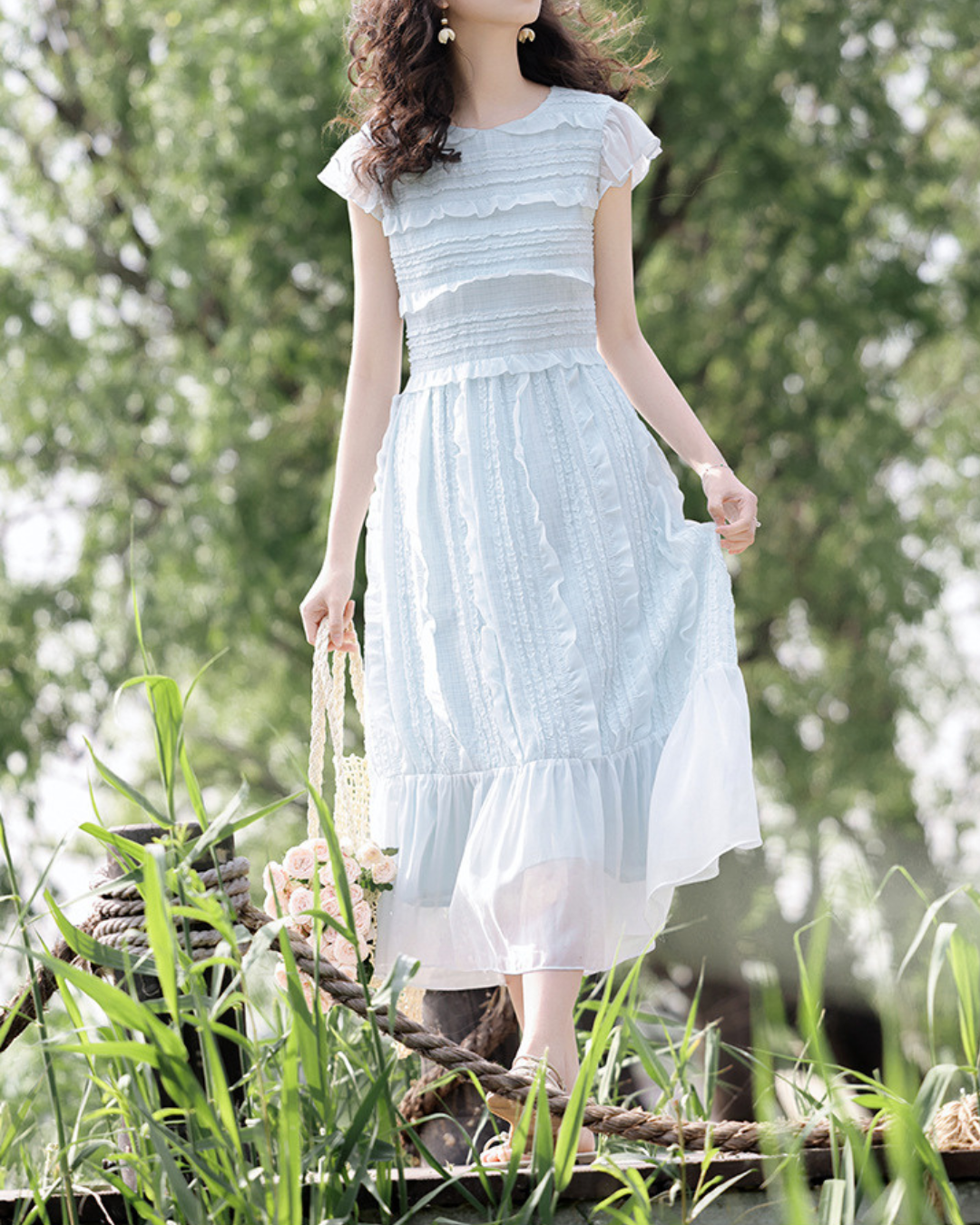Elowen Breeze Ruffle Midi Dress