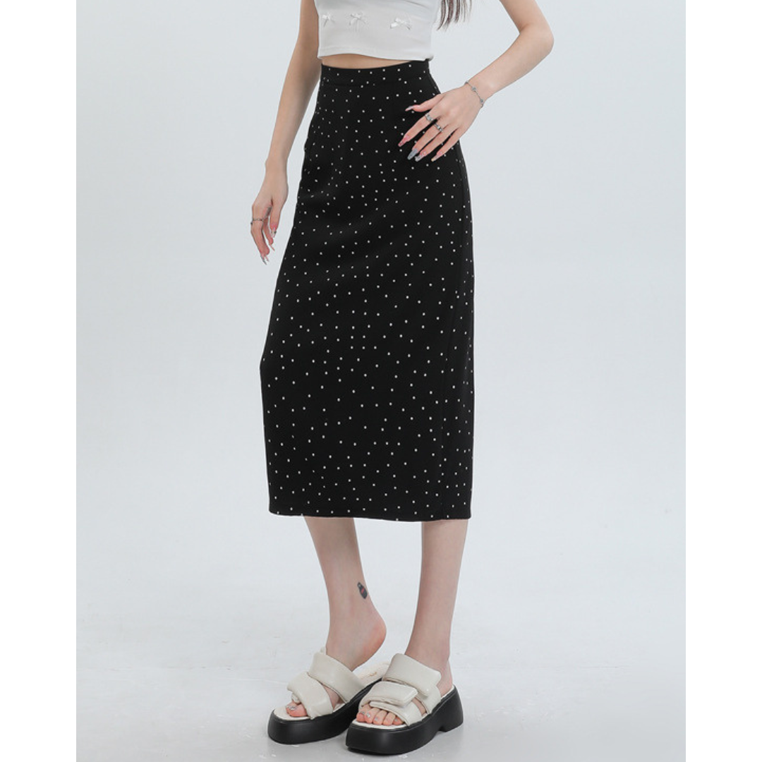Eloise Dot Slit Midi Skirt