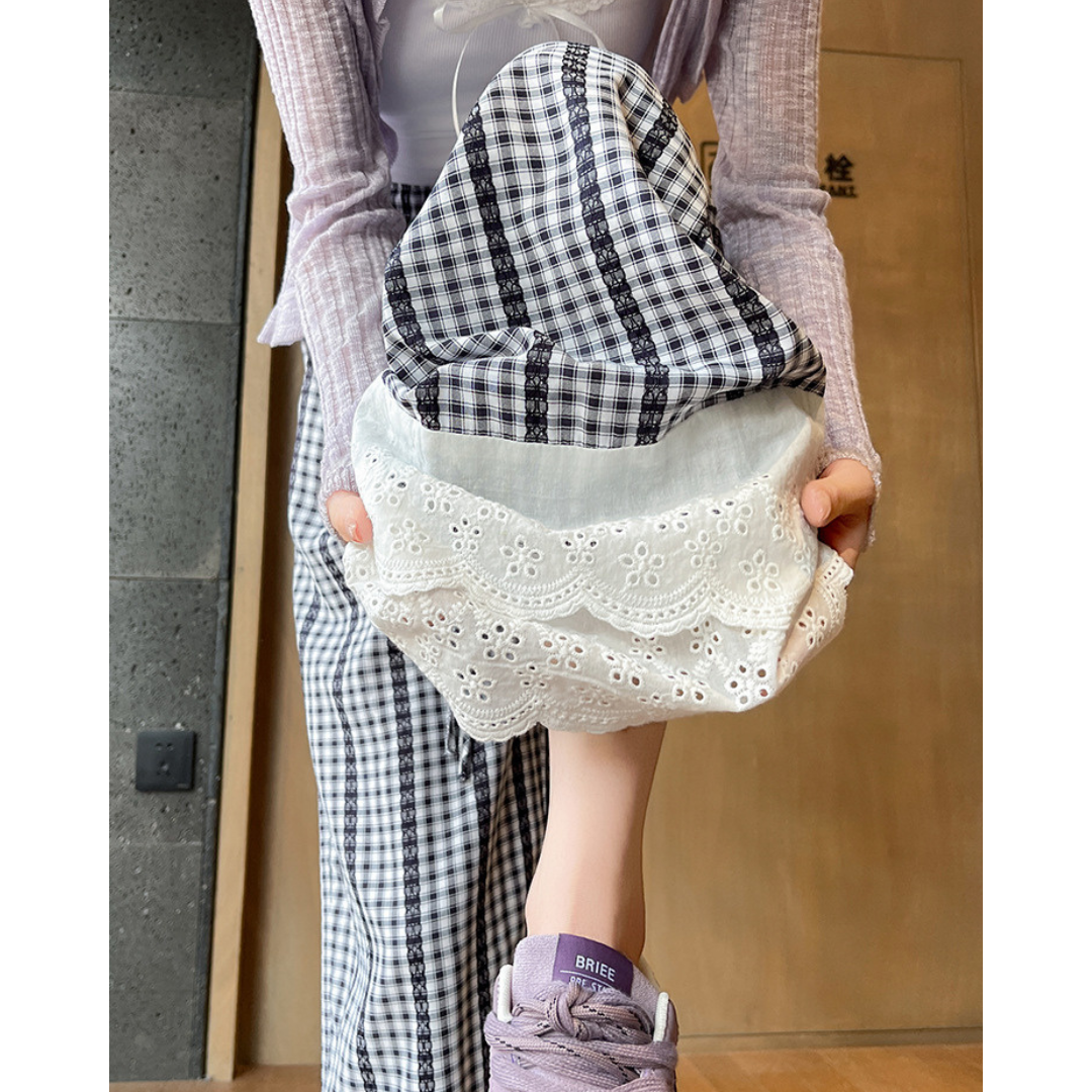 Tilda Gingham Lace Trim Pants