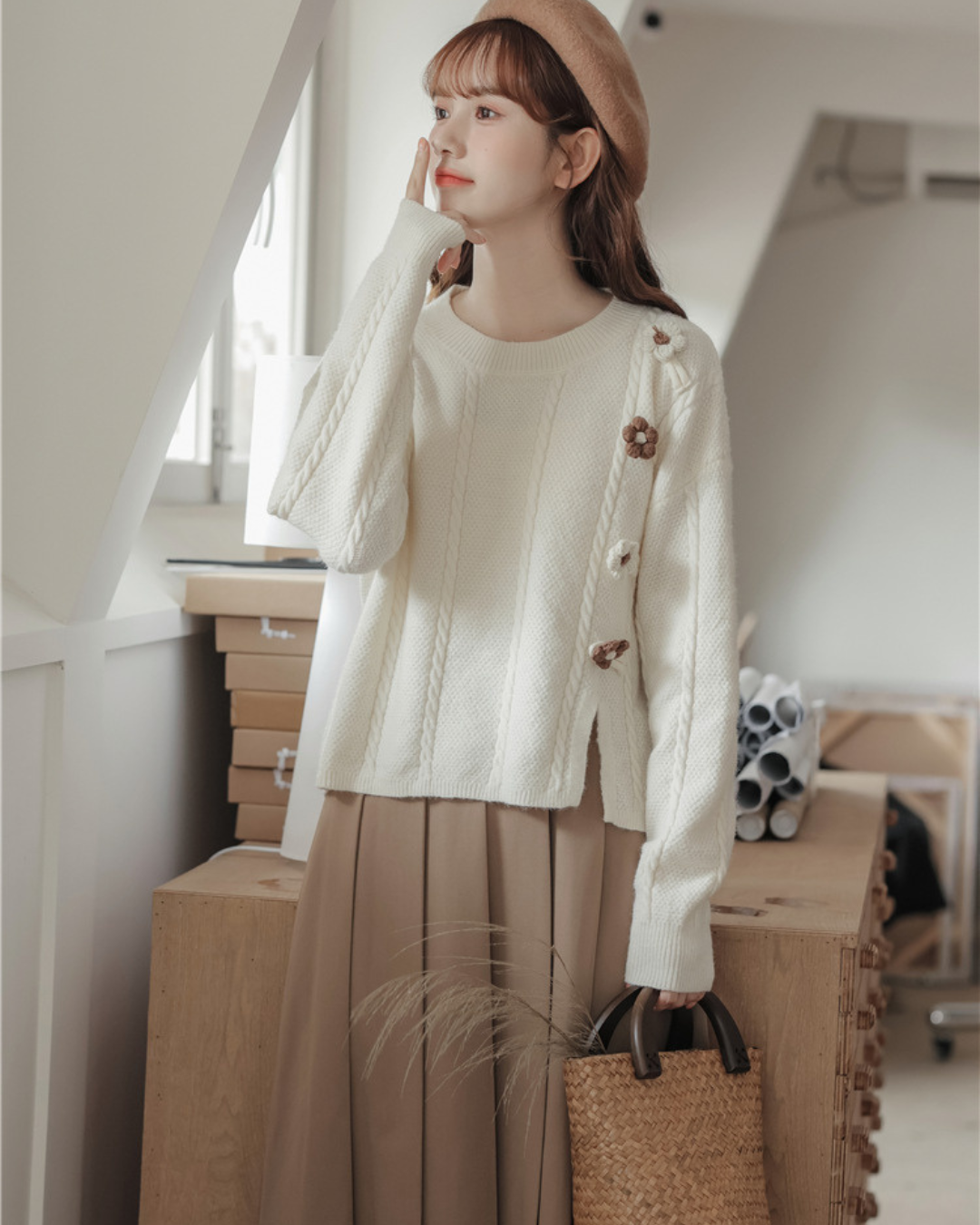 Fleur Twist Knit Sweater