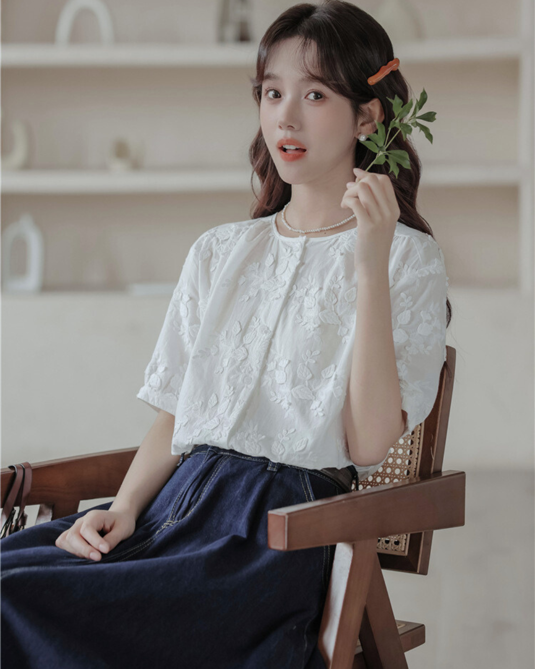 Lunea Bloom Silk Embroidery Blouse
