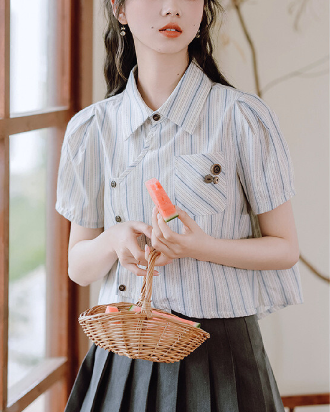 Mira Twist Stripe Collar Shirt
