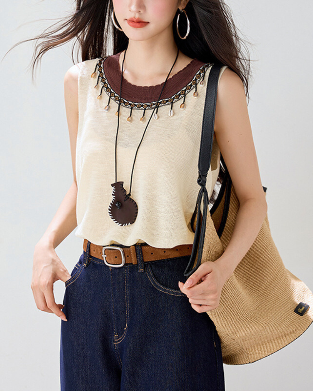 Mielle Bead Trim Knit Tank