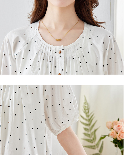 Mira Dot Gathered Blouse
