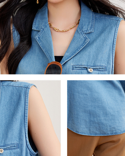 Mira Notch Collar Sleeveless Shirt