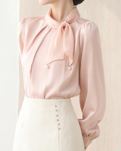Blush Tie Pearl Blouse