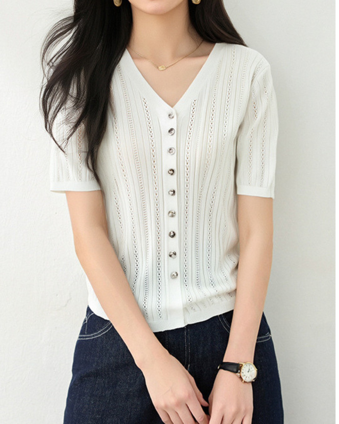 Elina Light Pointelle Cardigan