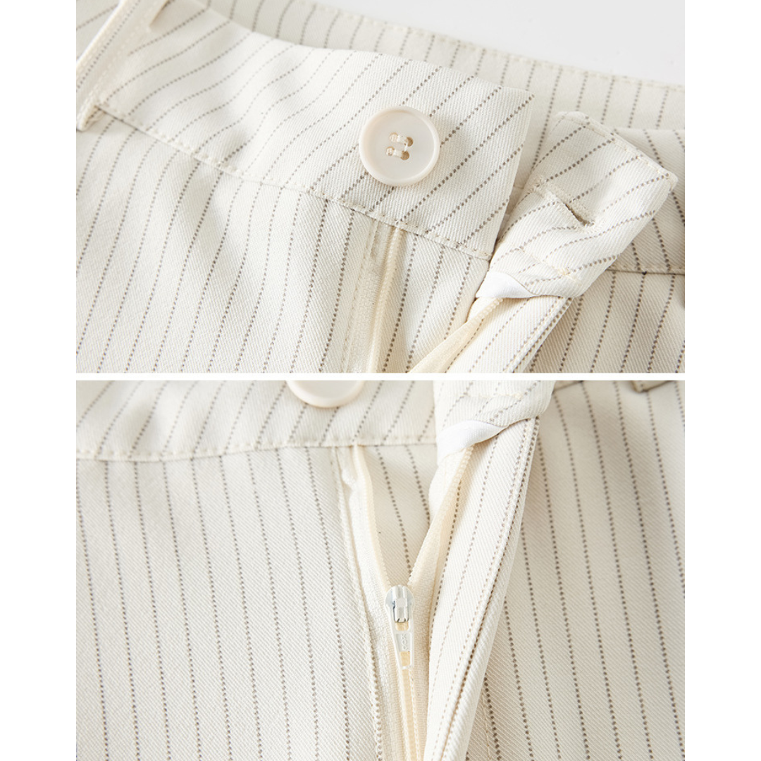 Amira Pinstripe Belted Trousers