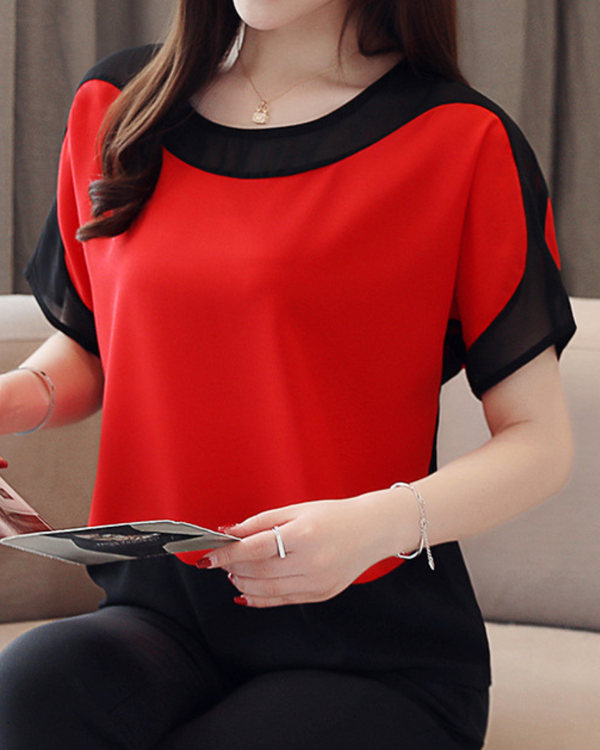 Mira Soft Contrast Flow Shirt