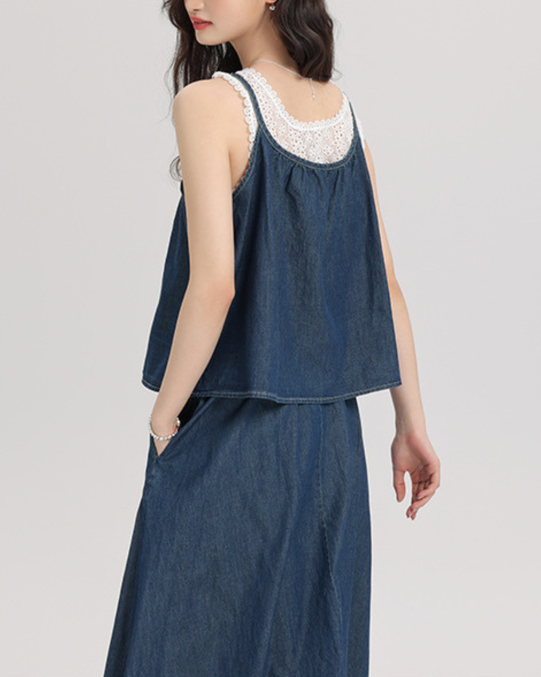 Azure Calm Denim Lace Set