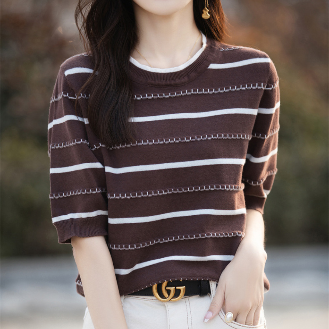 Celine Stitch Stripe Knit Top