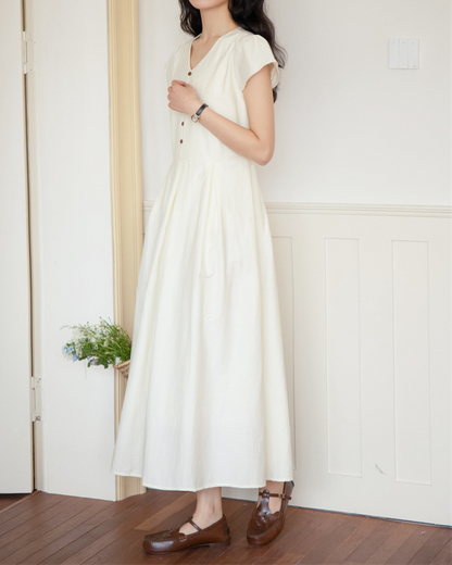 Clara Light Button Midi Dress