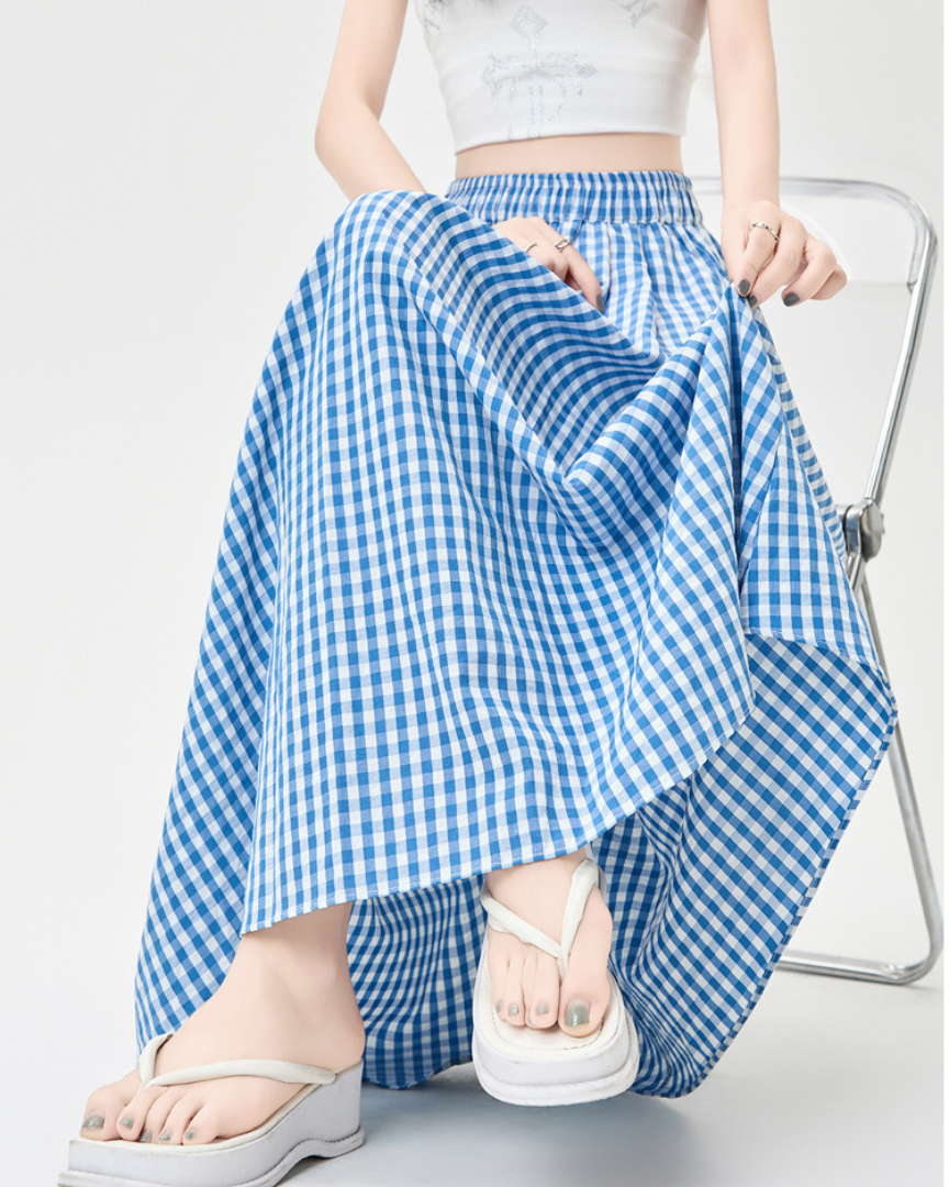Mira Gingham Ease Maxi Skirt