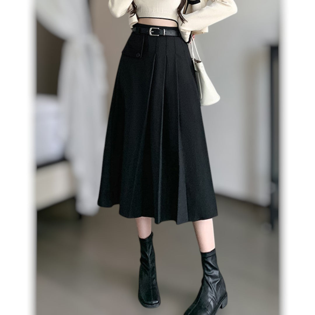 Vera Soft Pleat Belted Skirt