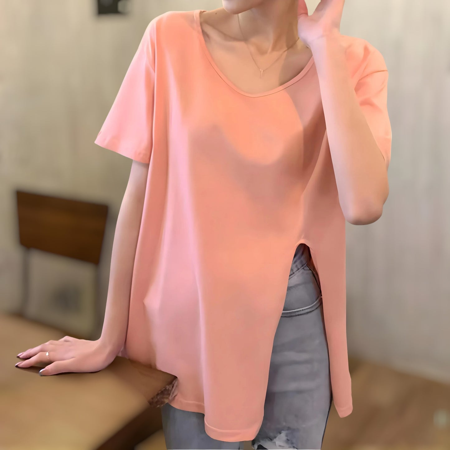 Elva Asym Side-Slit T-Shirt