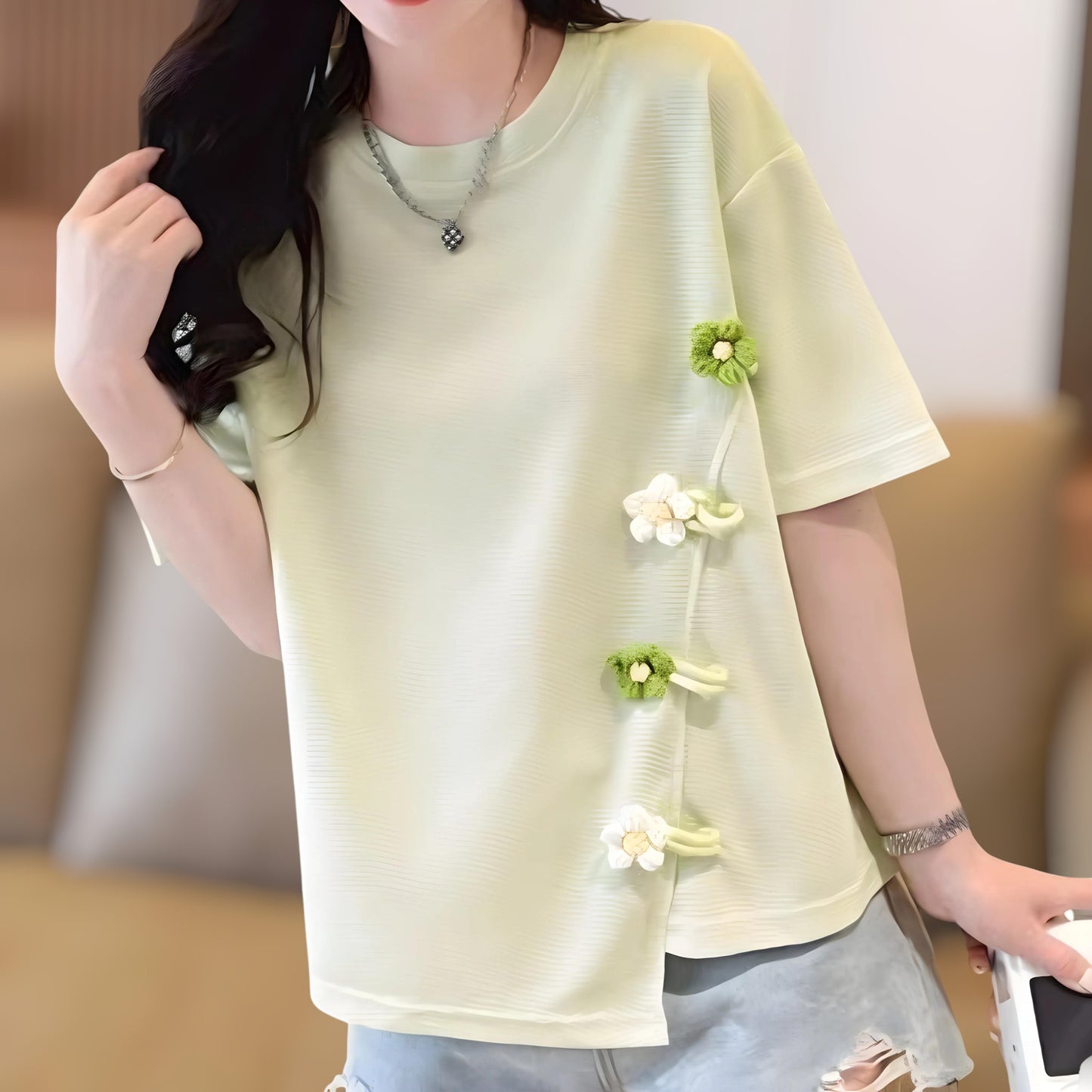 Daisy Knot Side Waffle T-Shirt