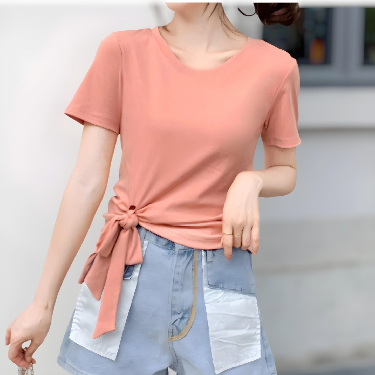 Serene Bow Side Cotton T-Shirt