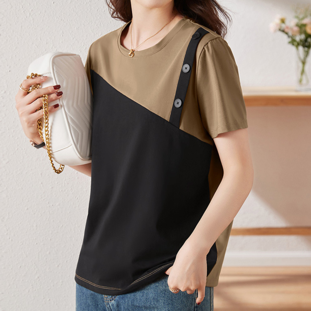 Mira Diagonal Button T-Shirt