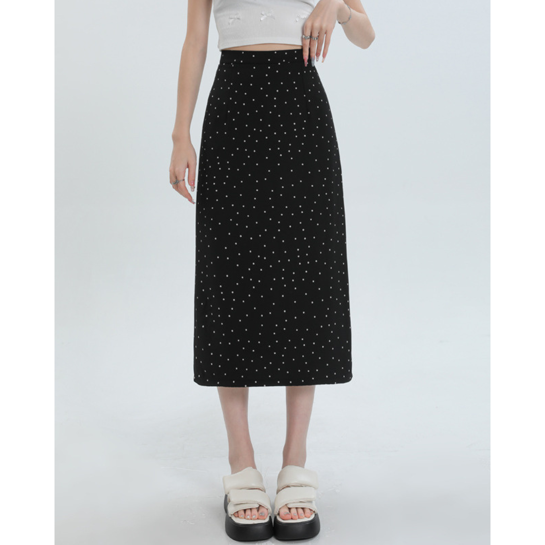 Eloise Dot Slit Midi Skirt