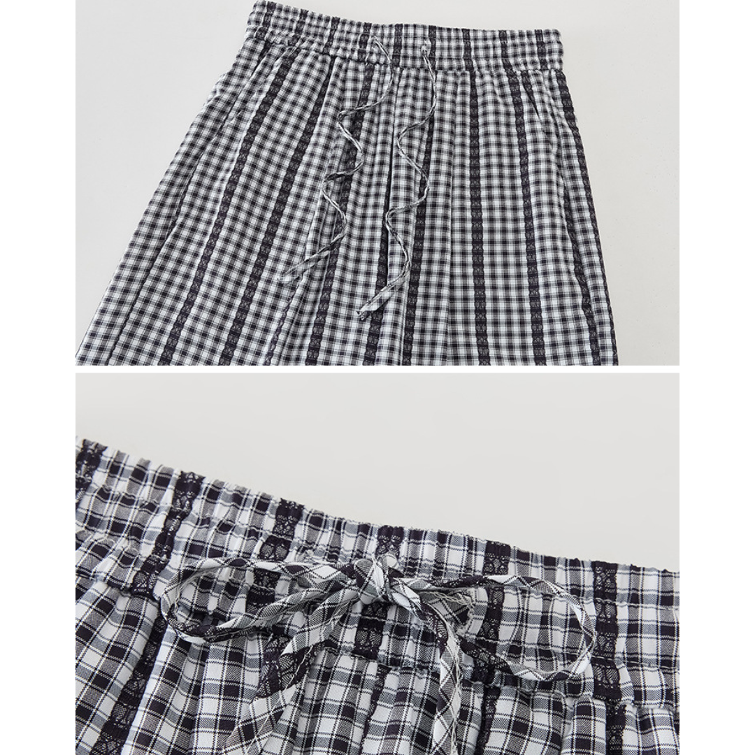 Tilda Gingham Lace Trim Pants