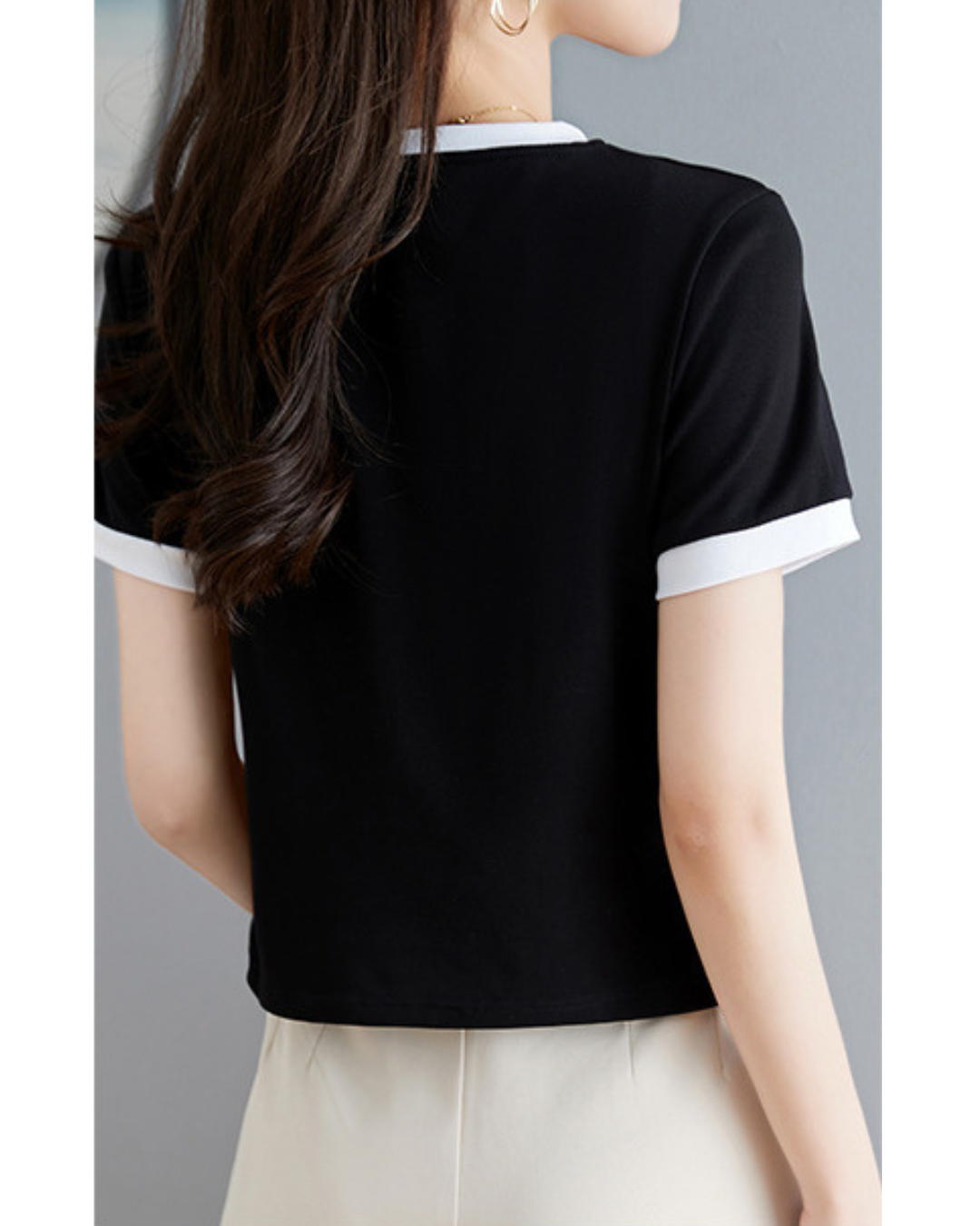 Rosa Contrast Trim Cotton T-Shirt