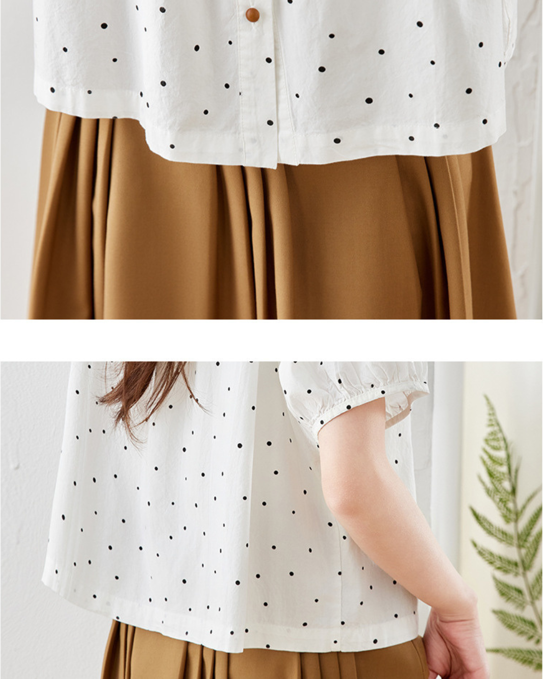 Mira Dot Gathered Blouse