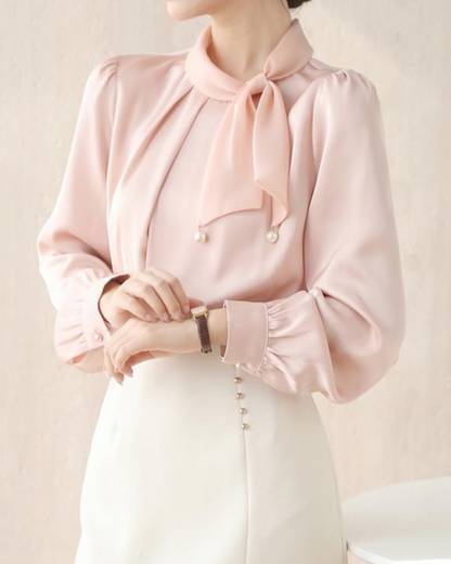 Blush Tie Pearl Blouse