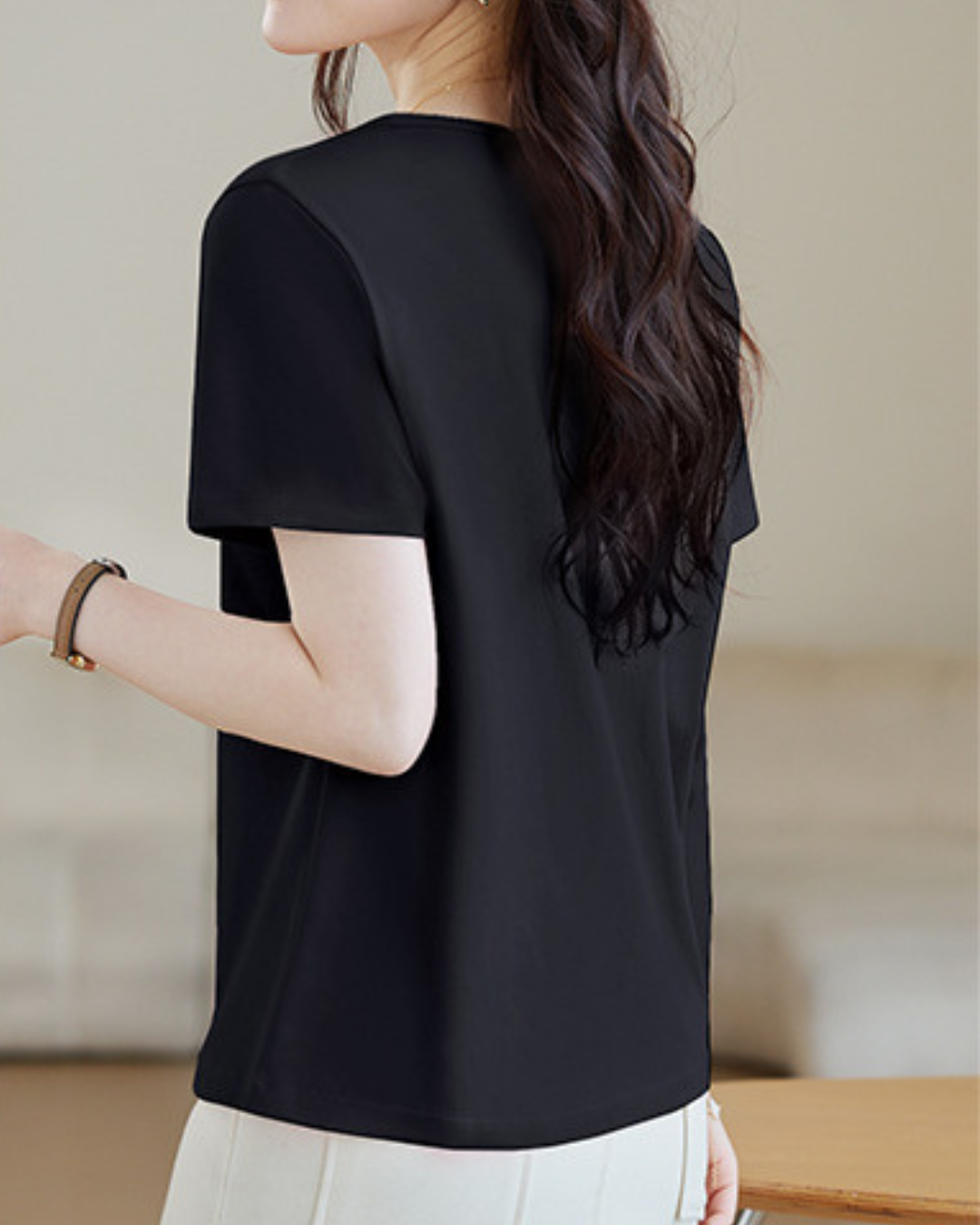 Mila Pleat Button T-Shirt