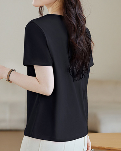 Mila Pleat Button T-Shirt