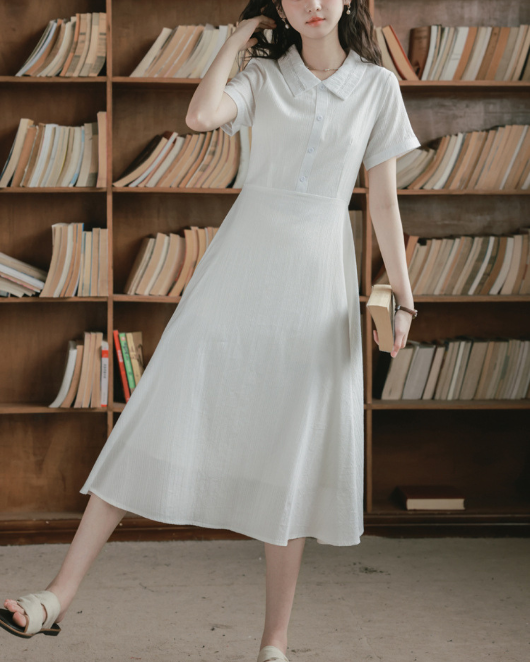 Eira Light Collar Midi Dress