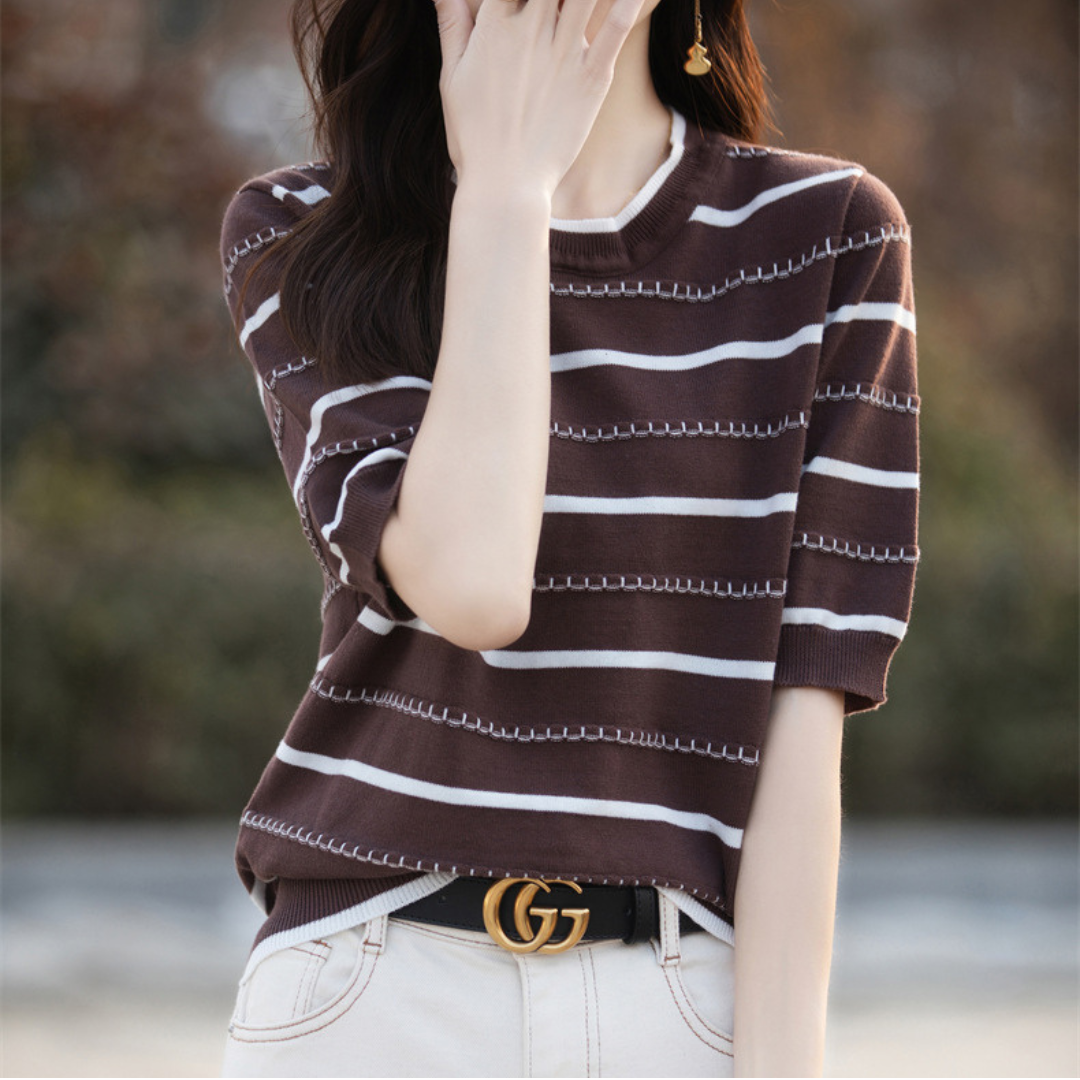 Celine Stitch Stripe Knit Top