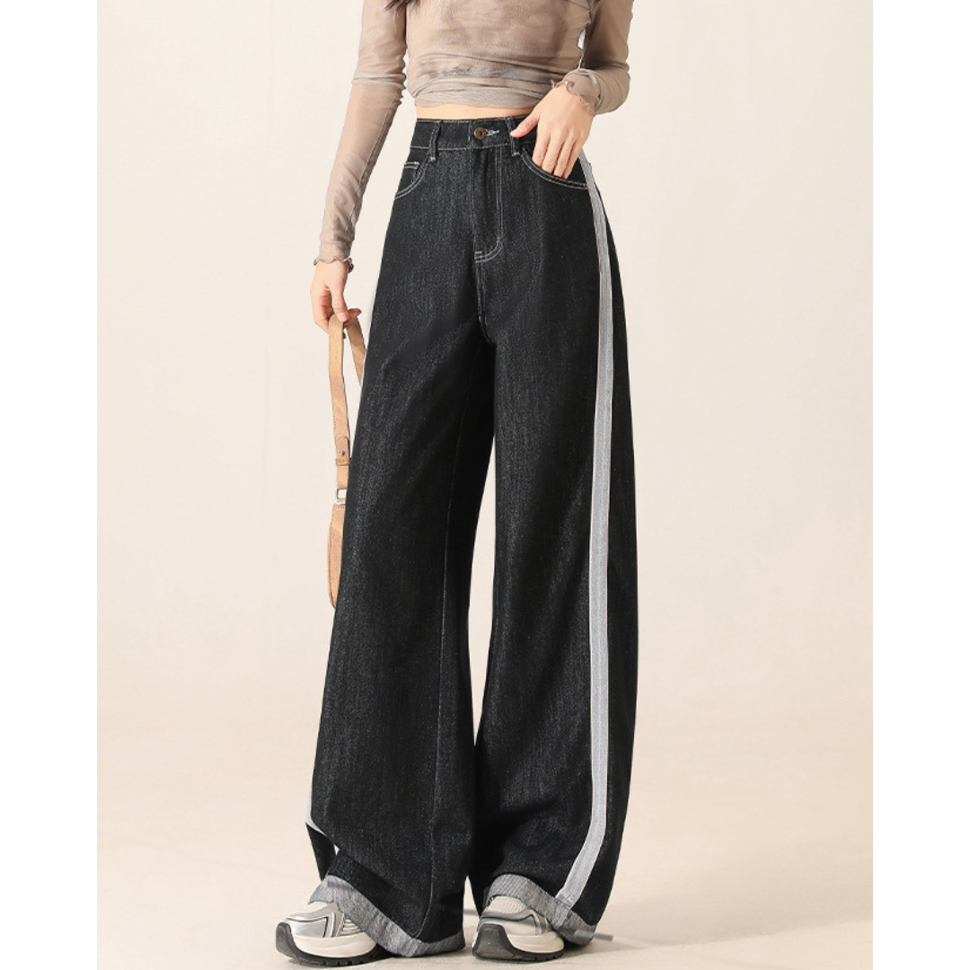 Freya Contrast Line Denim Trousers