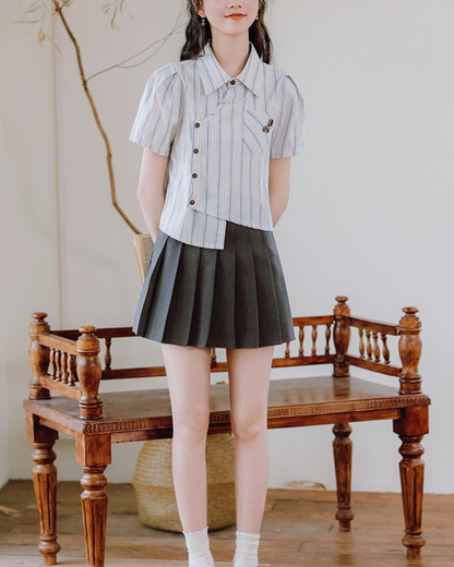 Mira Twist Stripe Collar Shirt