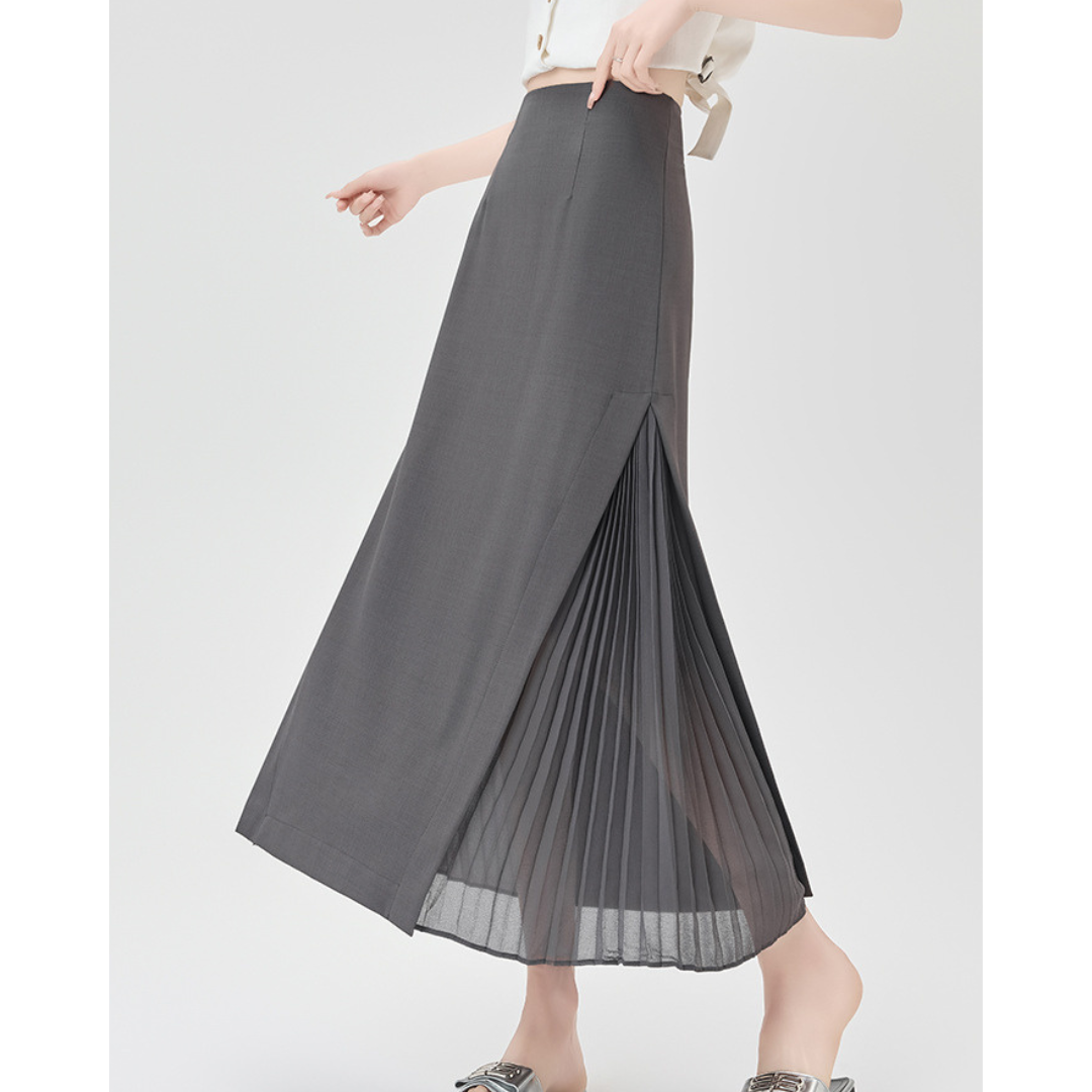Lina Sheer Panel Midi Skirt