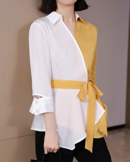 Elara Dual Tone Wrap Blouse