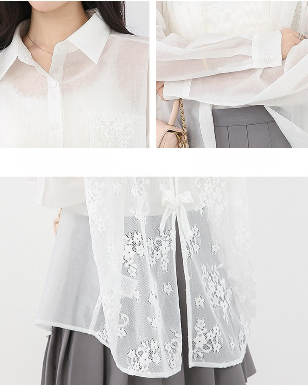 Lisse Sheer Bow Panel Shirt