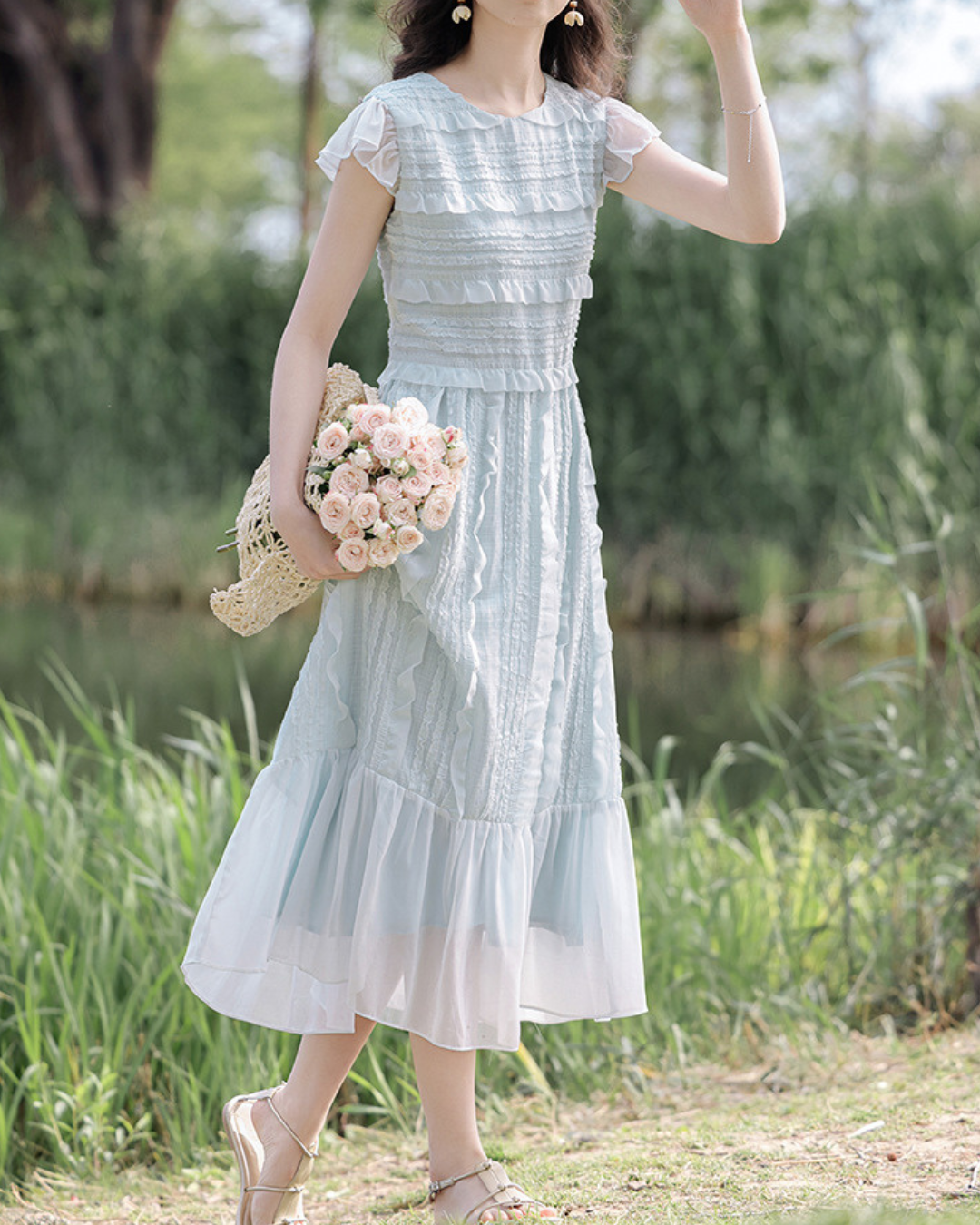 Elowen Breeze Ruffle Midi Dress