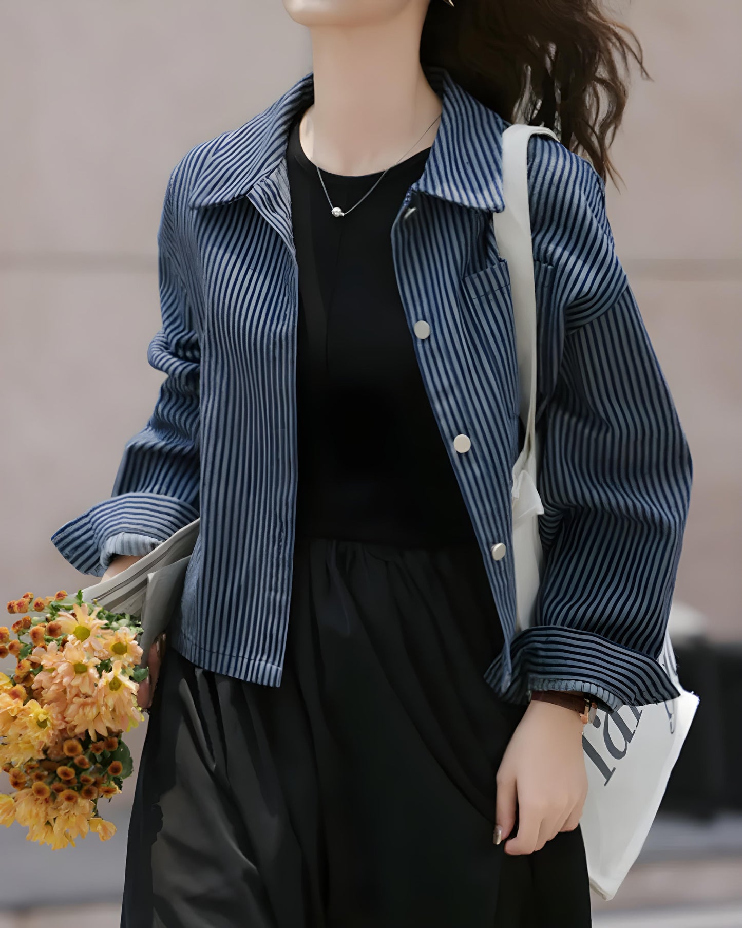 Lina Soft Stripe Denim Jacket