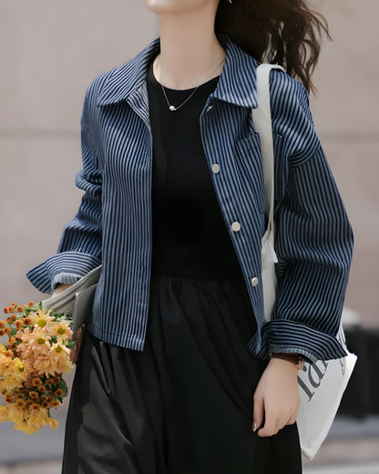 Lina Soft Stripe Denim Jacket