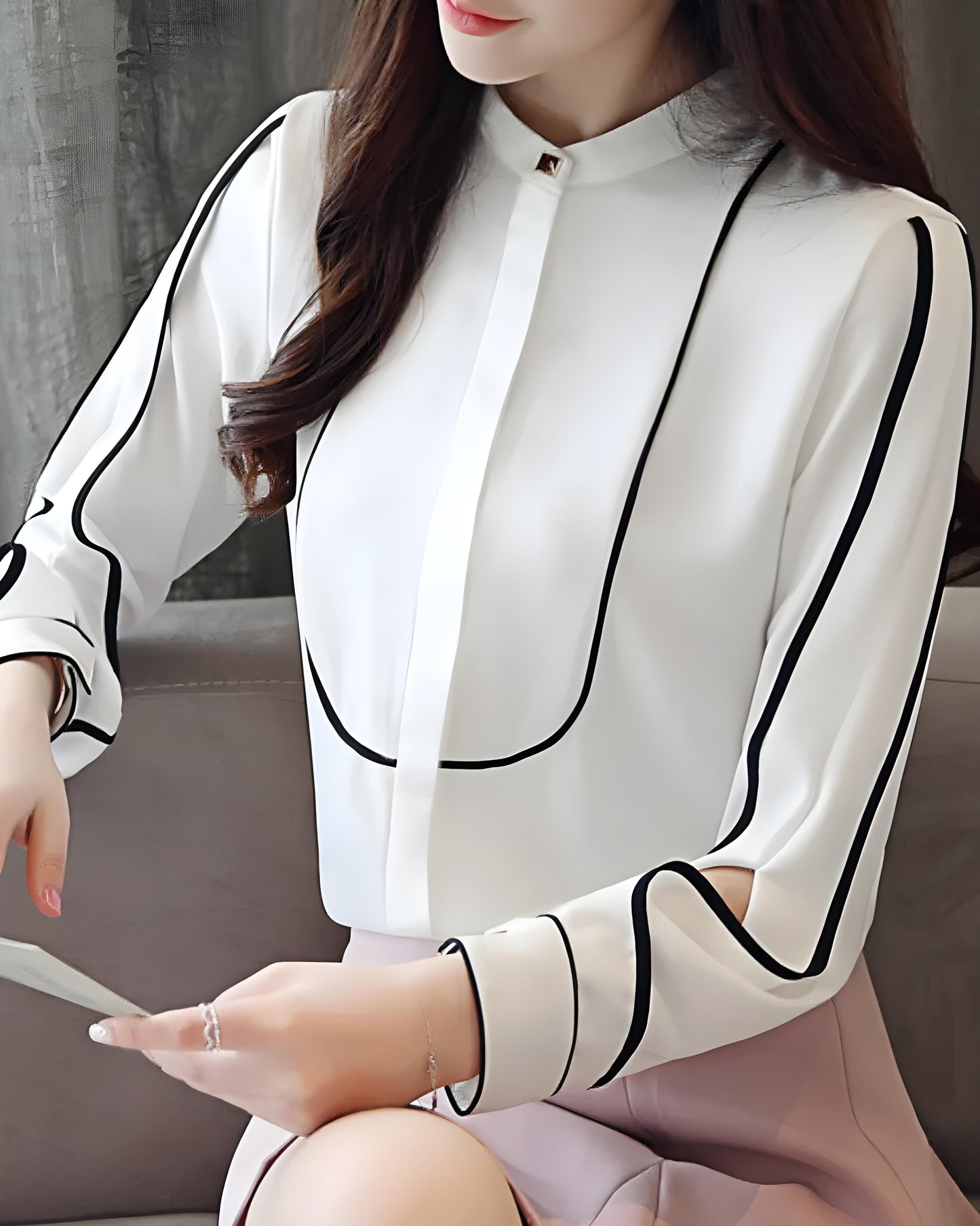 Noir Line Trim Blouse