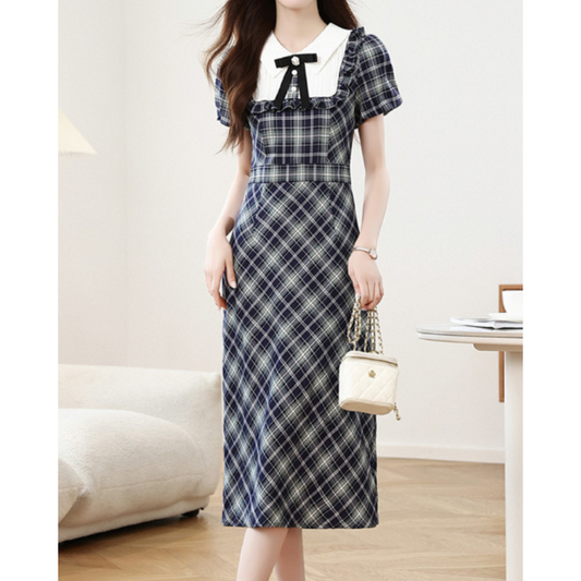 Livia Soft Check Pleat Dress